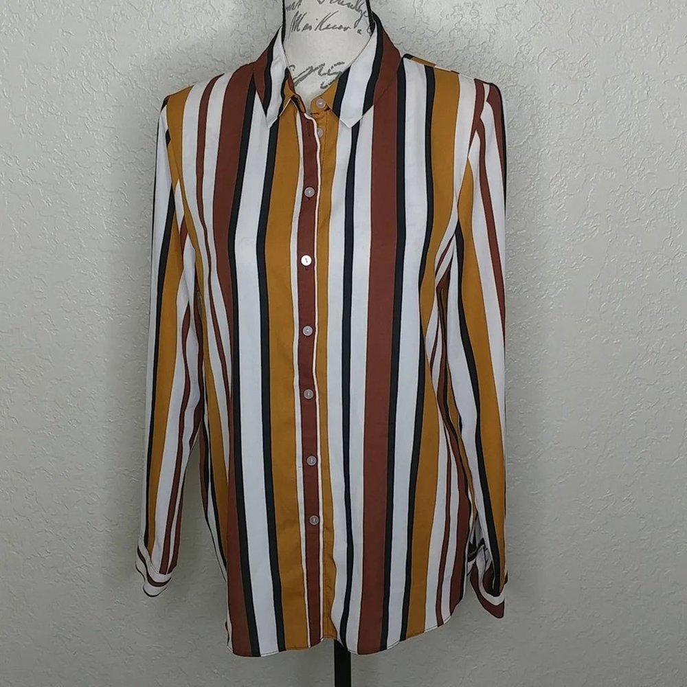 Primark Striped Button Front Shirt Size 8